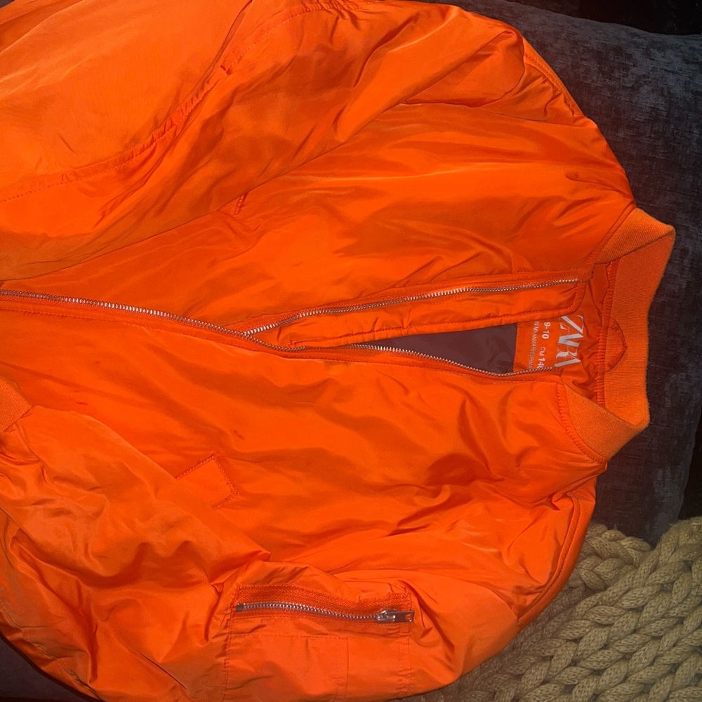 Zara Kids Orange Oversized Bomber Jacket